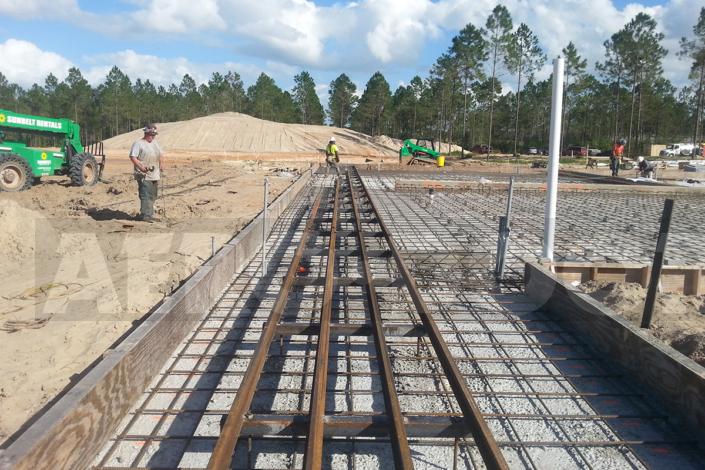 Steel sliding hanger door tracks construction